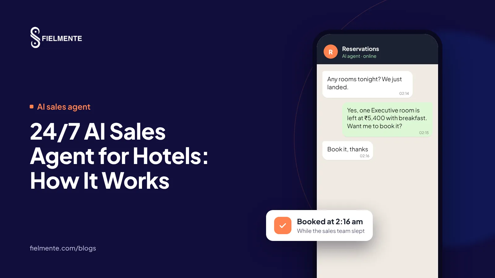 24/7 AI Sales Agent for Hotels: How It Works