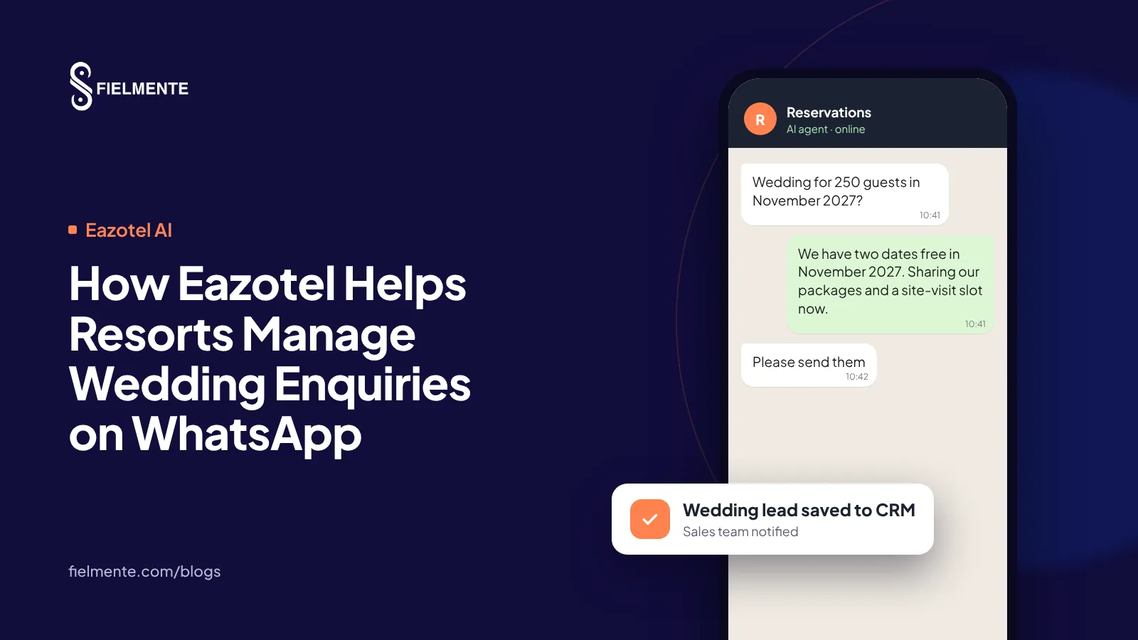 How Eazotel Helps Resorts Manage Wedding Enquiries on WhatsApp