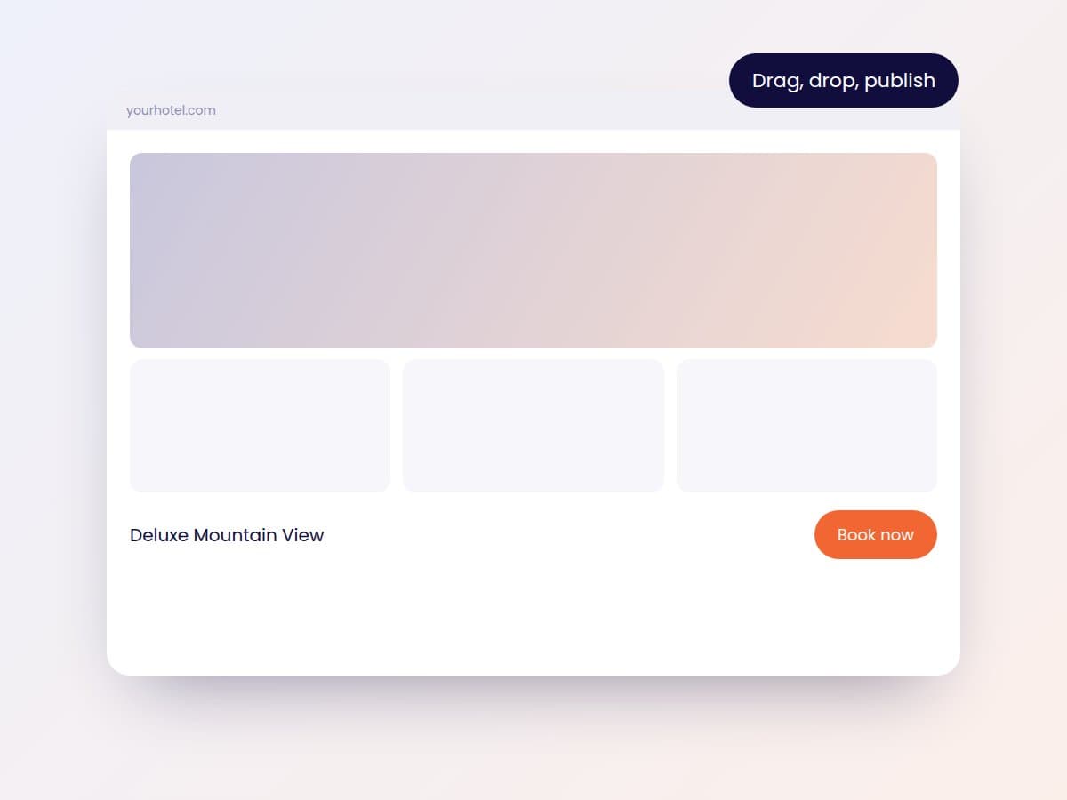 Illustration of a hotel website being built with a Book now button