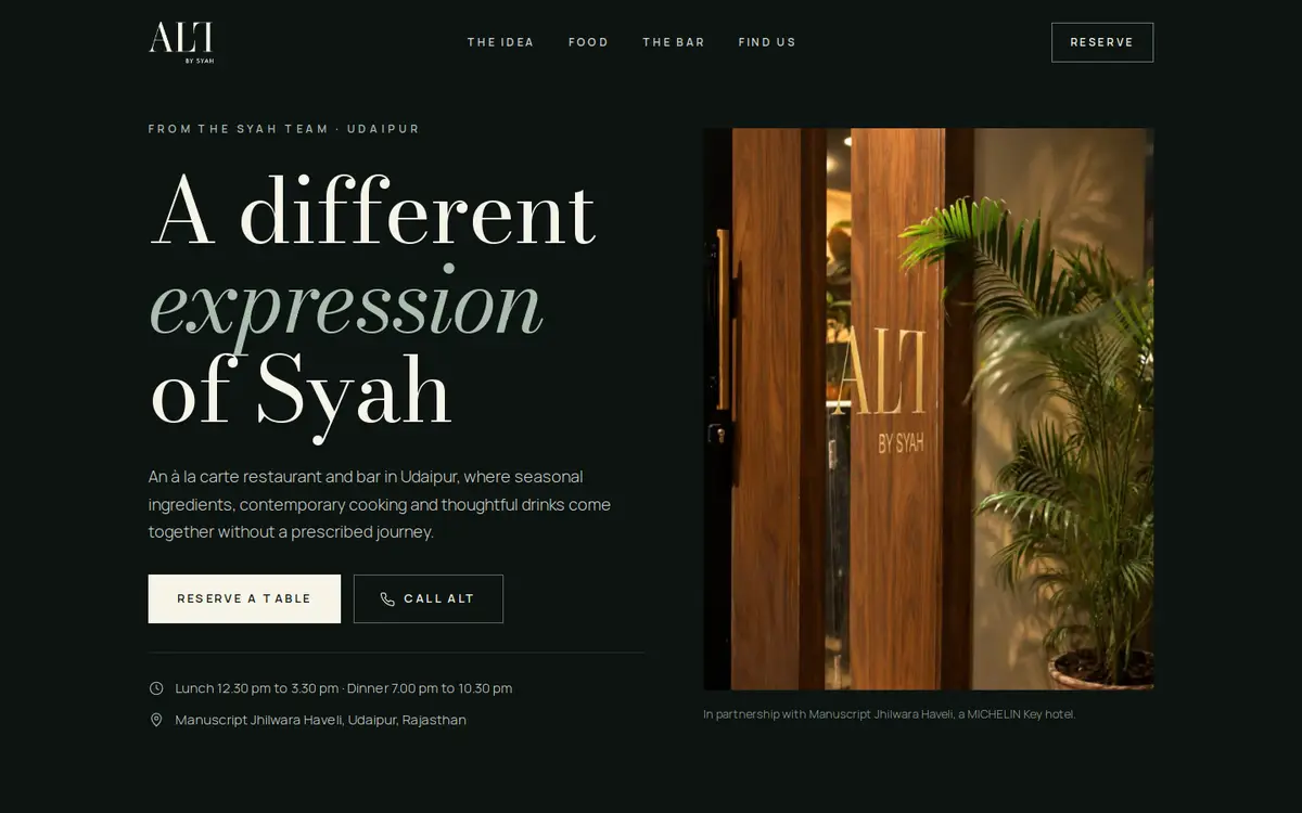 Alt by Syah website, desktop view