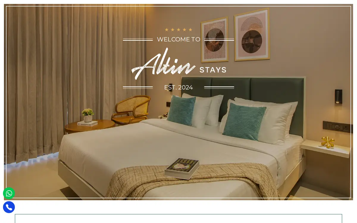 Altin Stays website, desktop view