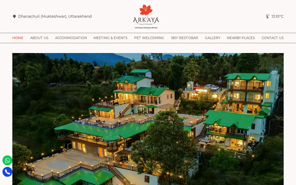 Arkaya Mukteshwar website, desktop view