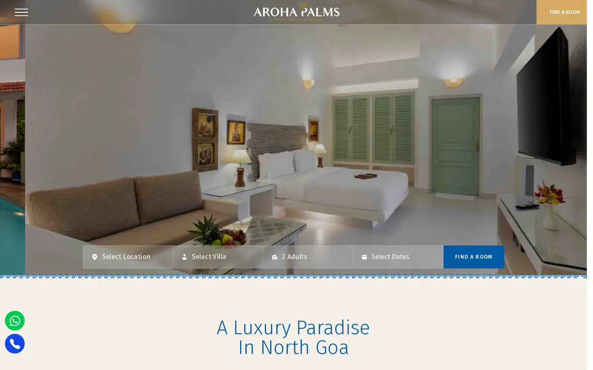 Aroha Palms website, desktop view