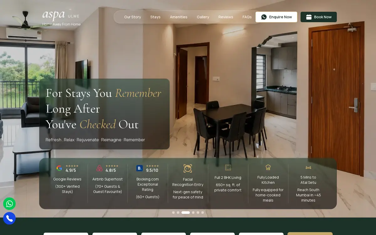 ASPA Apartments website, desktop view
