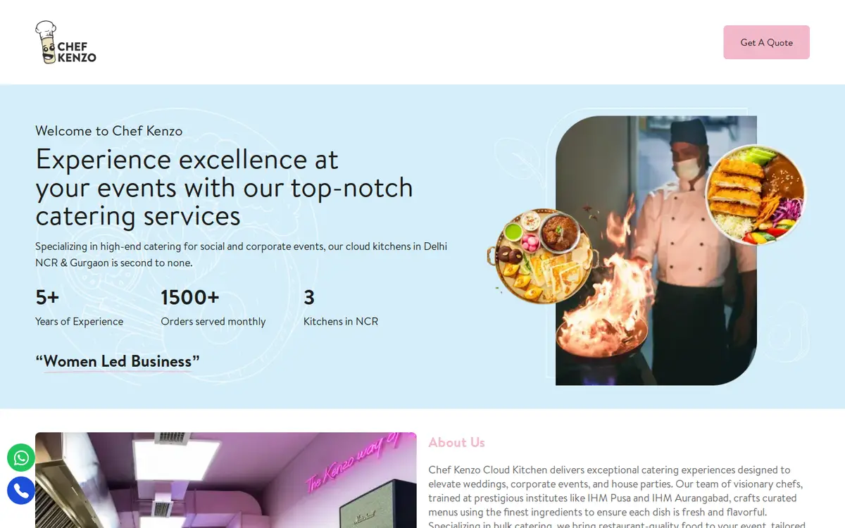 Chef Kenzo website, desktop view