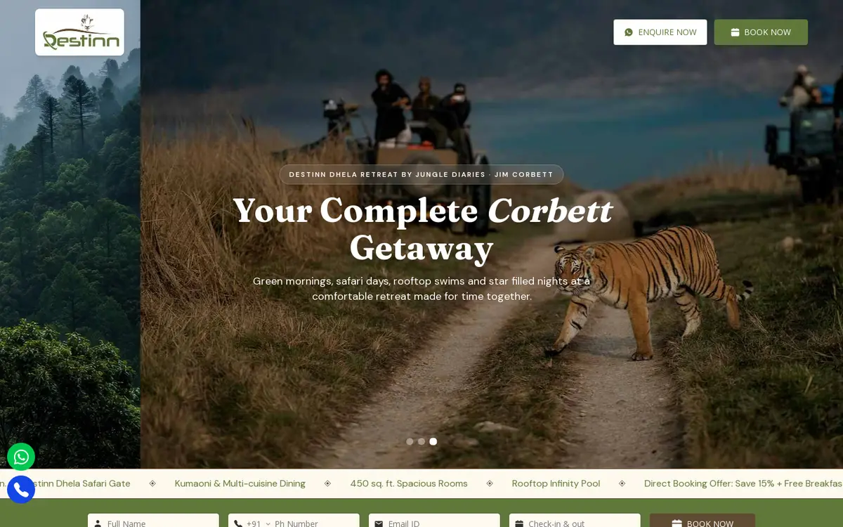 Destinn Dhela website, desktop view