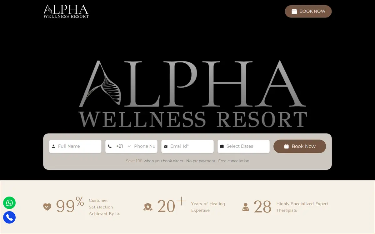 Alpha Wellness Resort website, desktop view