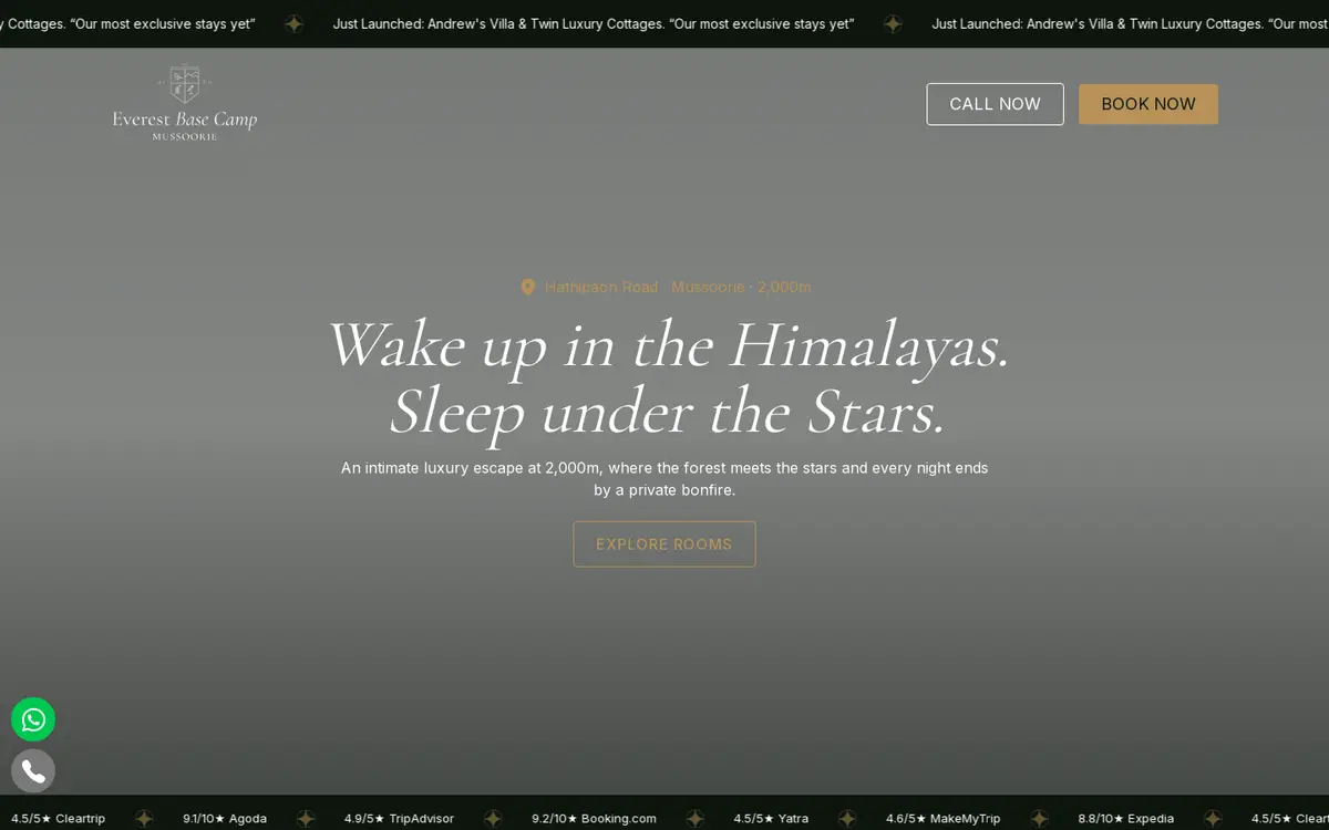 EBC Mussoorie website, desktop view