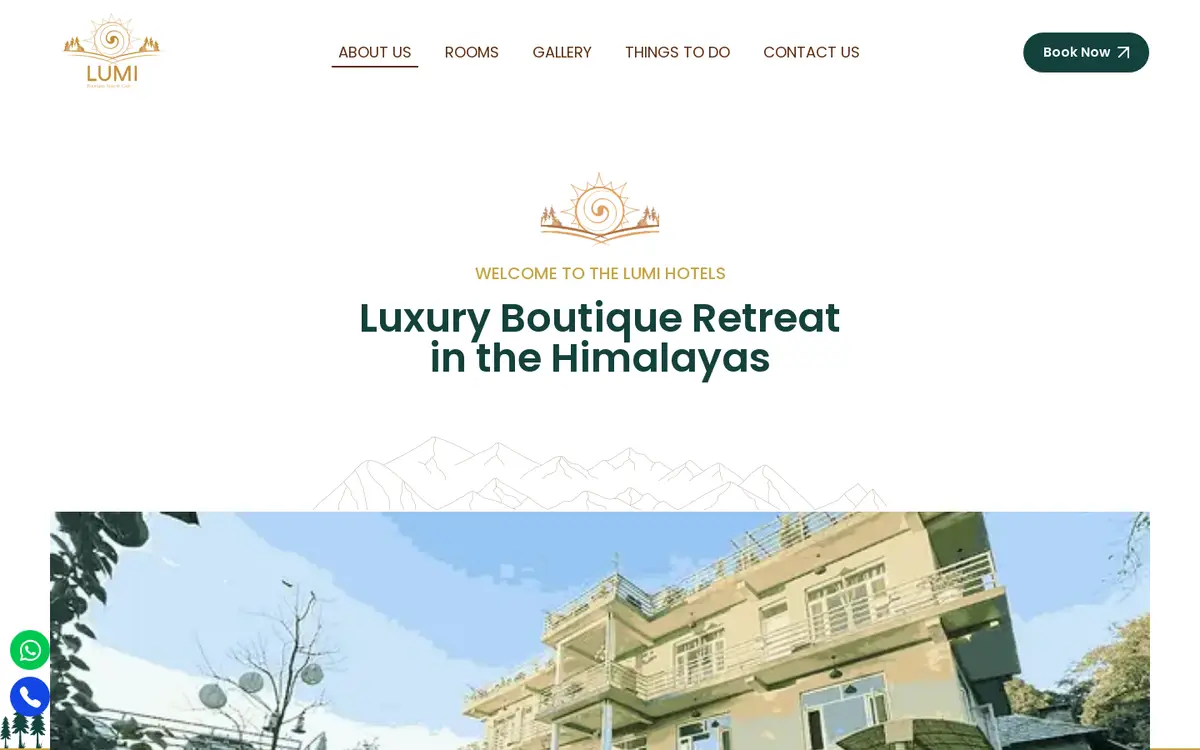 The Lumi Hotels website, desktop view