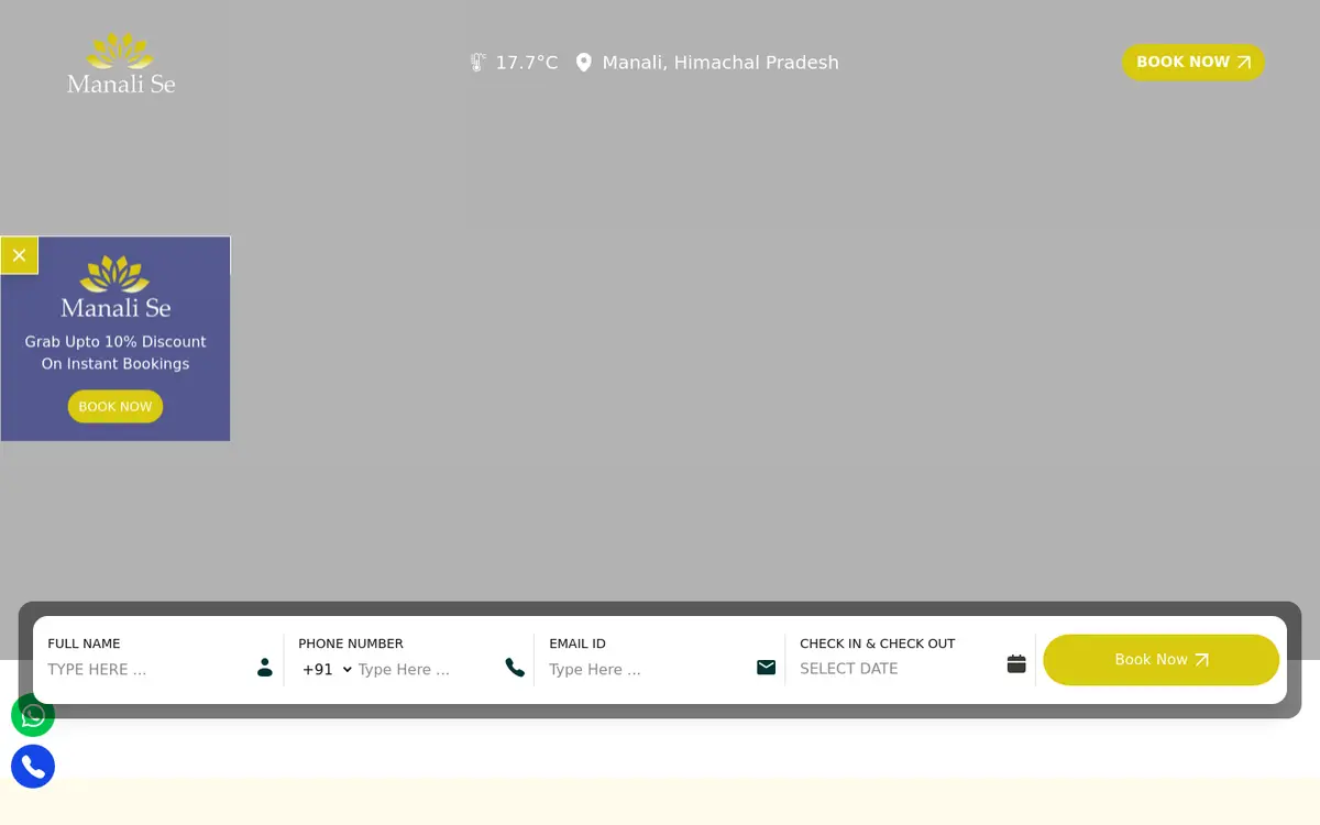 Manali Se website, desktop view