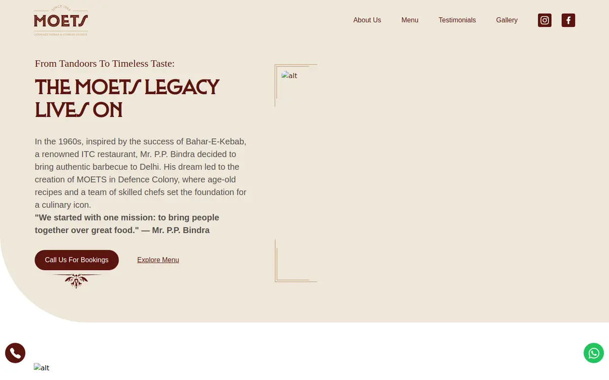 Moets website, desktop view