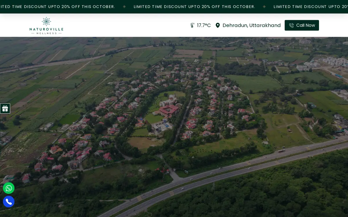Naturoville Wellness Resort website, desktop view