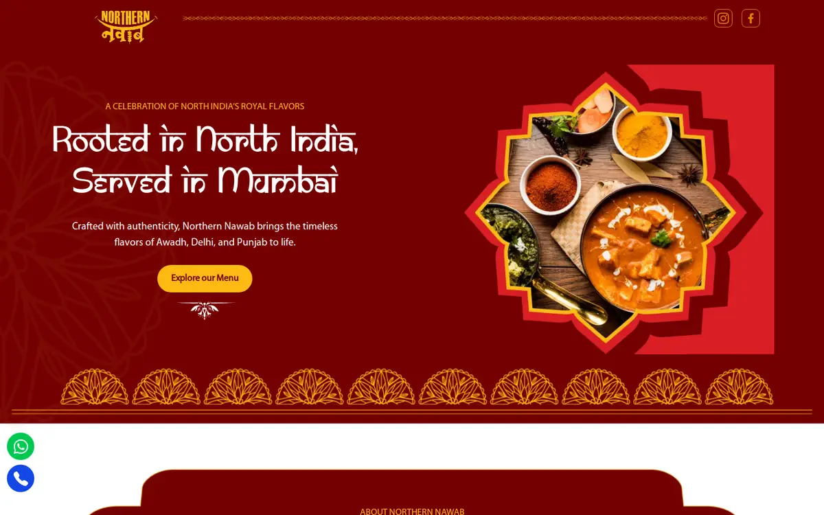 Northern Nawab website, desktop view