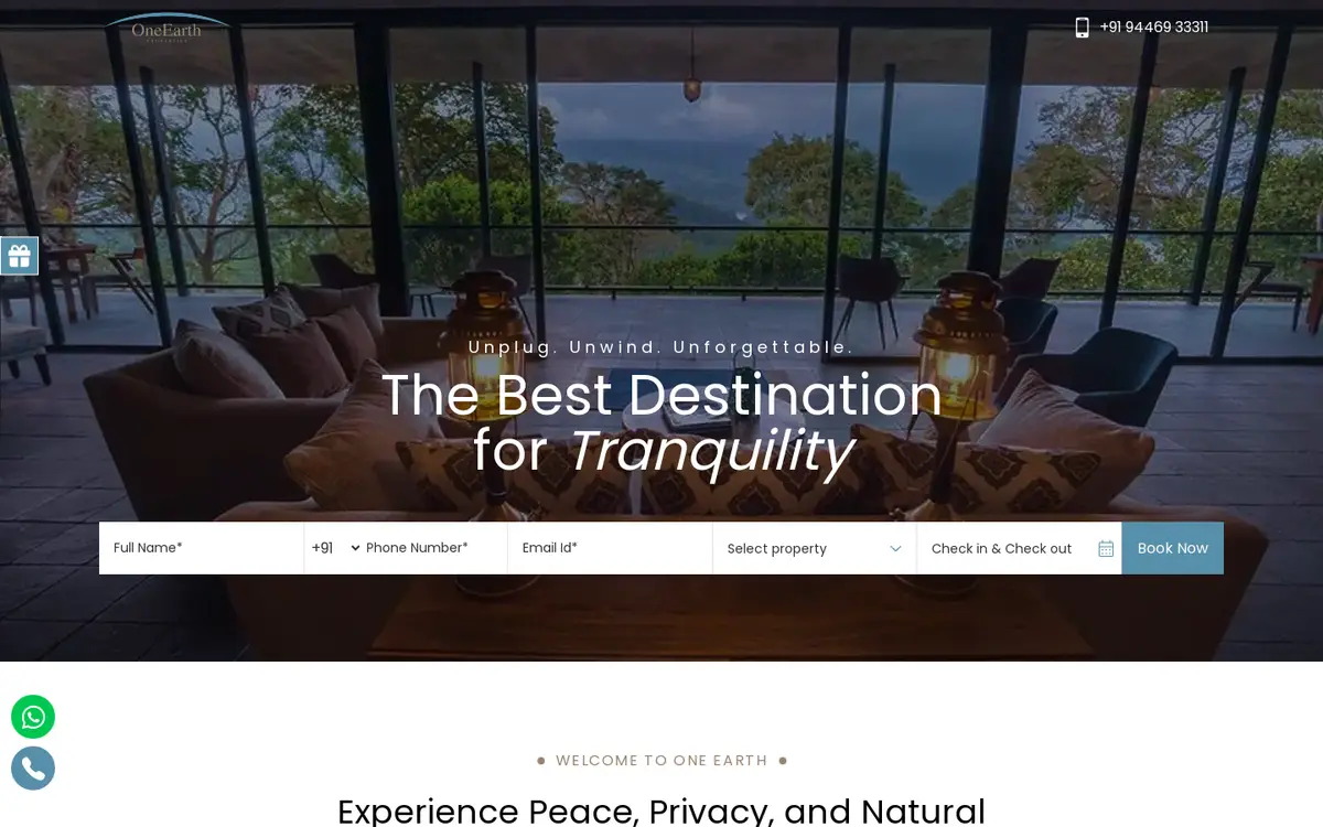 One Earth website, desktop view