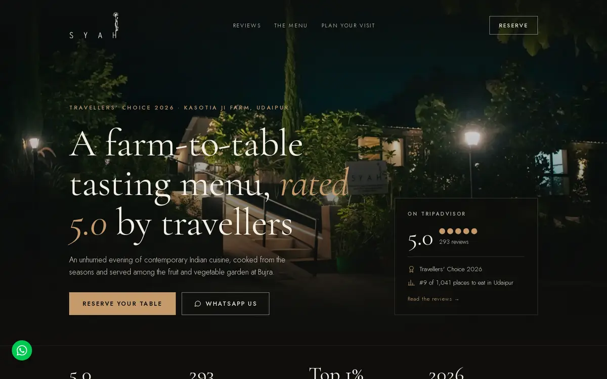 Syah Udaipur website, desktop view