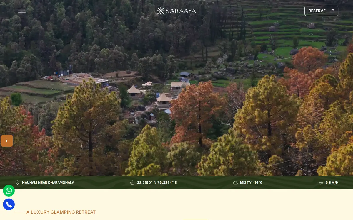 Saraaya Glamps website, desktop view