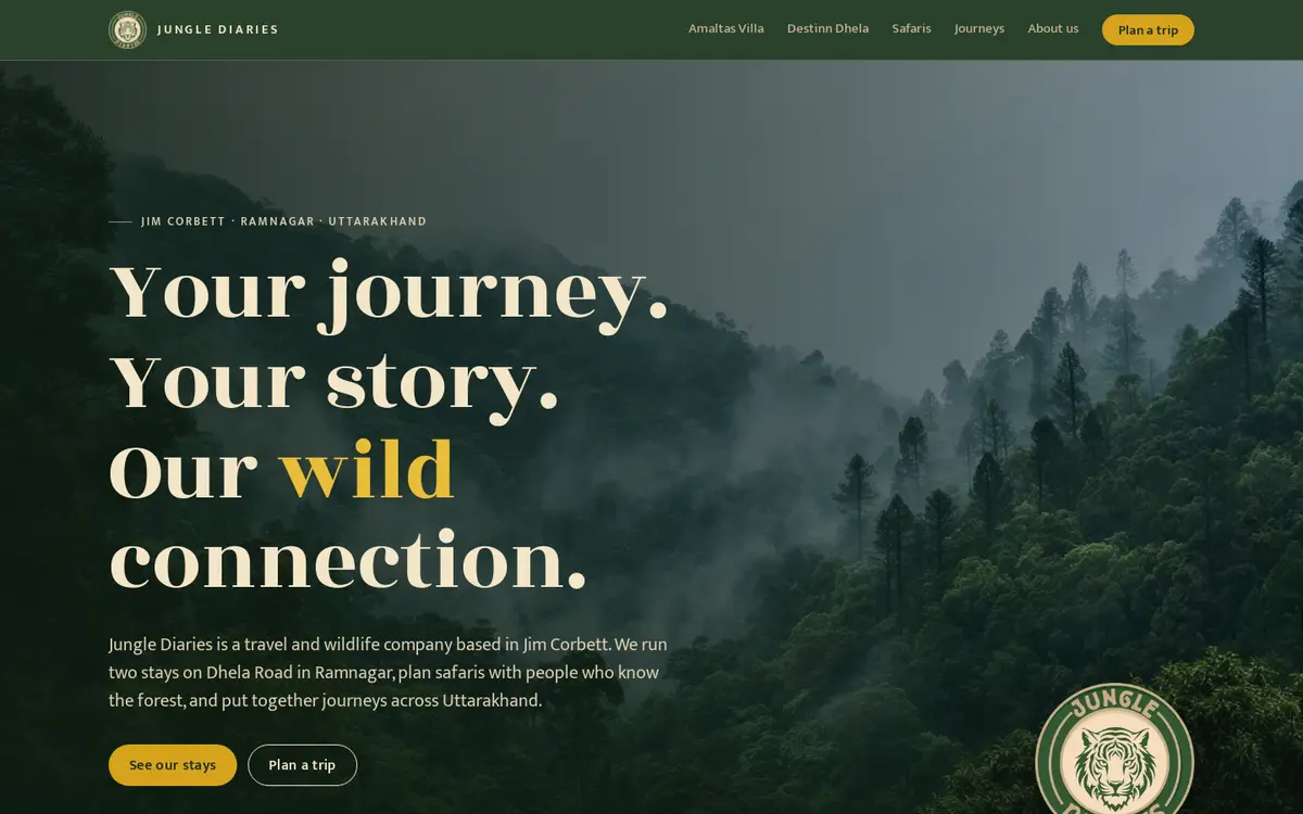 Jungle Diaries website, desktop view