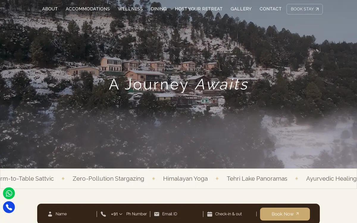 The Rudraksh Retreat website, desktop view