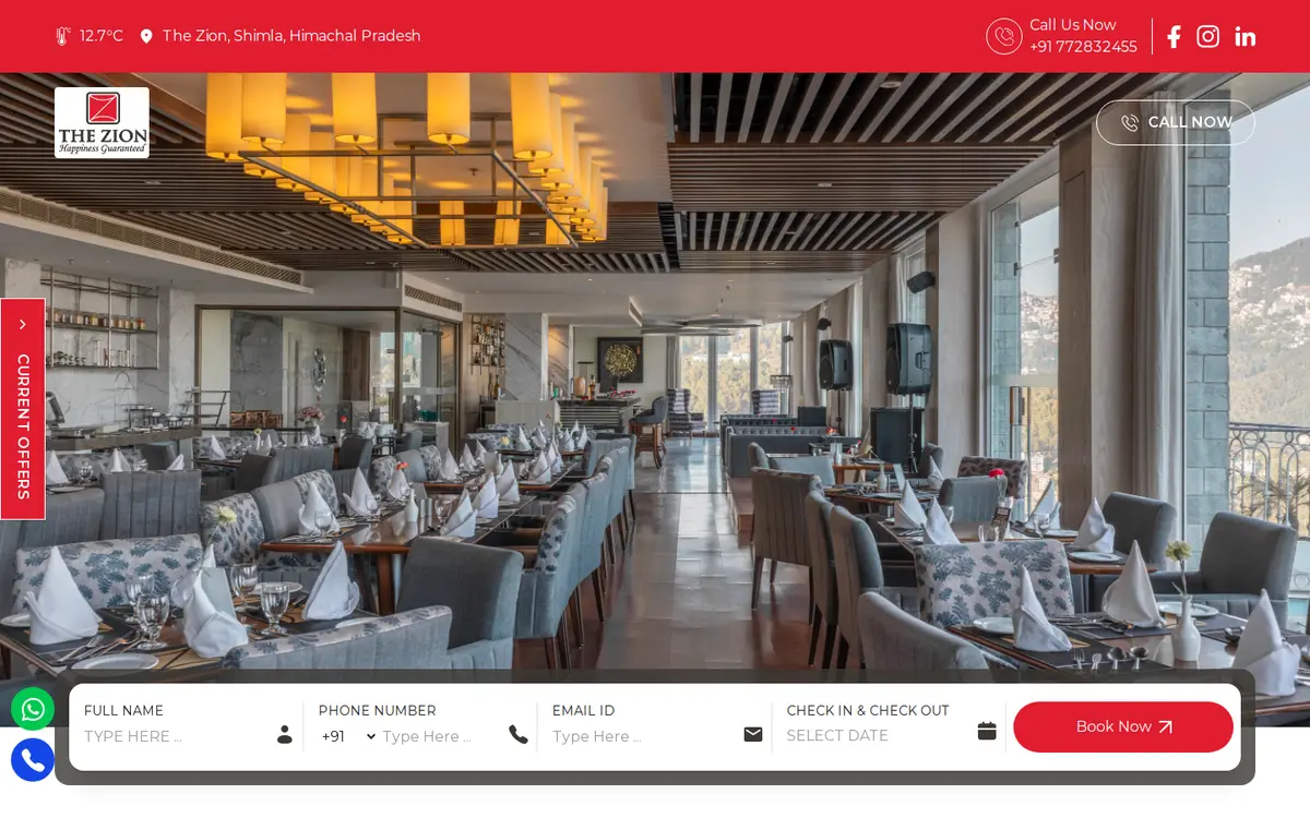 The Zion website, desktop view