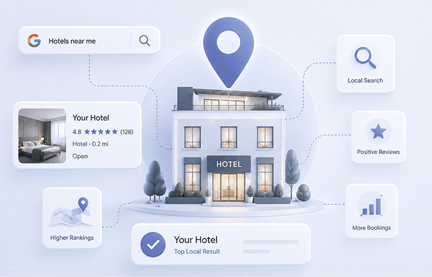 Fielmente Local SEO dashboard for hotels