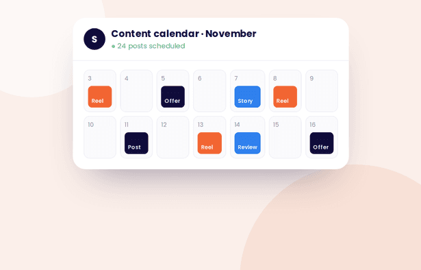 Hotel social media content calendar on screen