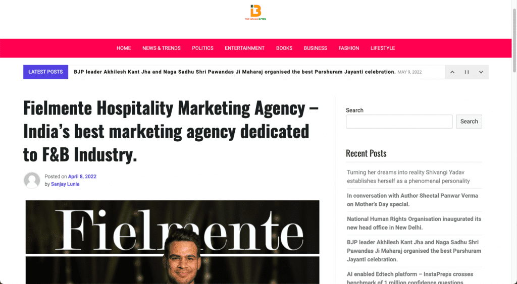 Fielmente- hospitality marketing solution in news